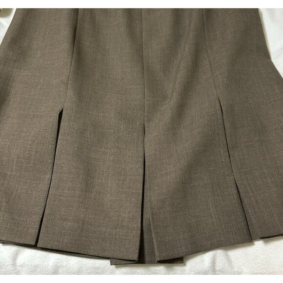 Leslie Fay Womens 14P Tan Knee-Length Skirt With Pleats & Elastic Waist - Picture 12 of 13